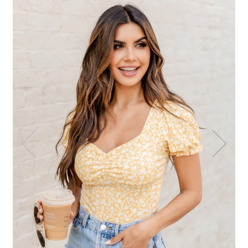 Pink Lily Floral Cinched Detail Bodysuit